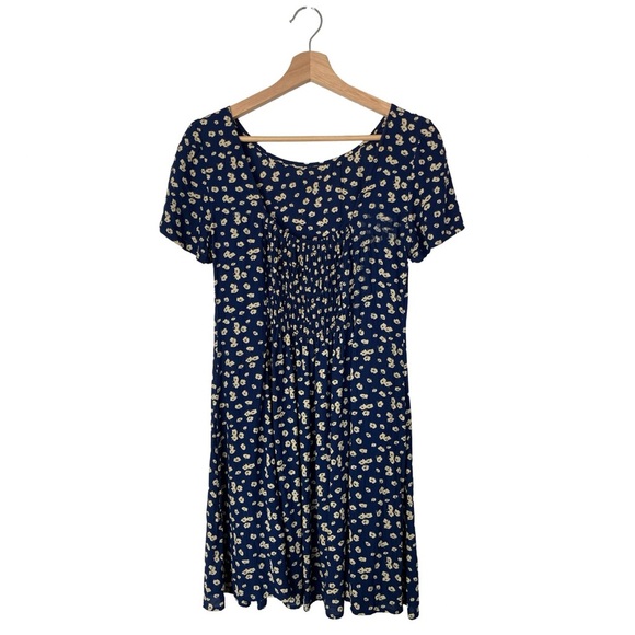Laundry by Shelli Segal Navy Blue Floral Mini Dress Fit & Flare Short Sleeve 6 - Picture 6 of 13